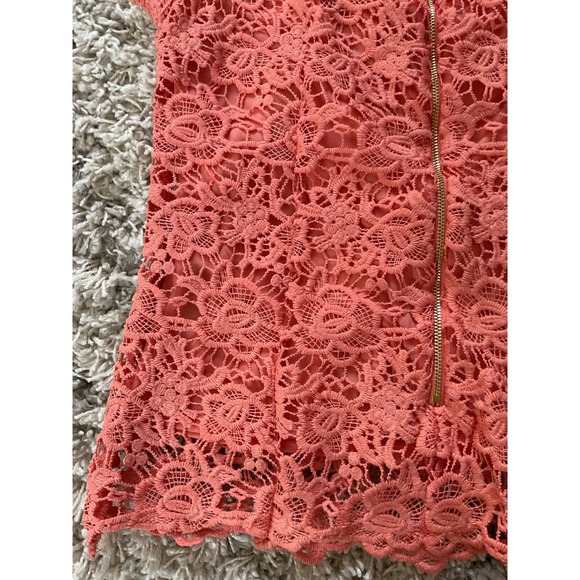 Nanette Lepore Coral Pink Floral Guipure Lace Sleeveless Mock Neck Top Small - Picture 10 of 12